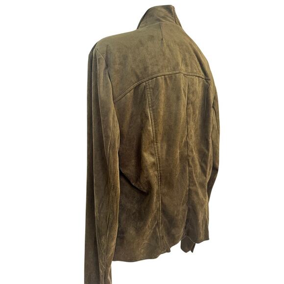 Kut From the‎ Kloth Faux Ultra Suede Moss Green Jacket SOFT W Hi Low Hem - Picture 6 of 9